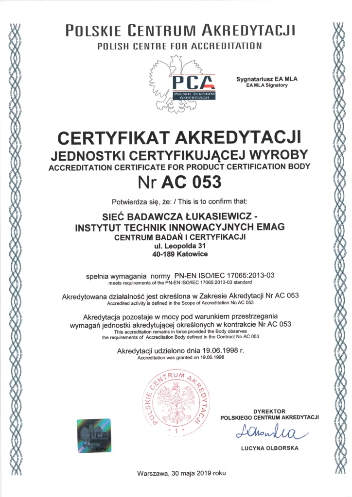 Certyfikat AC 053